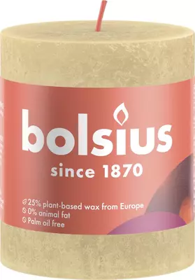 Bolsius stompkaars rustiek shine 6.8x8cm oat beige