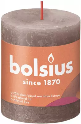 Bolsius stompkaars rustiek shine 6.8x8cm rustic taupe