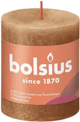 Bolsius stompkaars rustiek shine 6.8x8cm spice brown