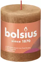 Bolsius stompkaars rustiek shine 6.8x8cm spice brown