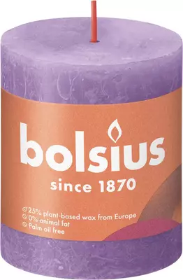Bolsius stompkaars rustiek shine 6.8x8cm vibrant violet