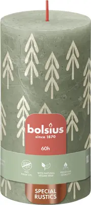 Bolsius stompkaars special rustiek 6.8x13cm fresh olive