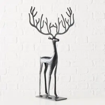 Boltze Home kerstfiguur ijzer cornelius hert 31.5x17x48.5cm zwart - afbeelding 1