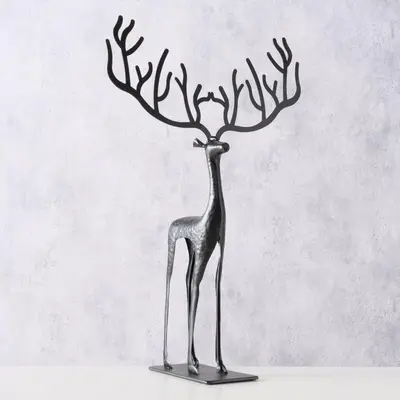 Boltze Home kerstfiguur ijzer cornelius hert 31.5x17x48.5cm zwart - afbeelding 2
