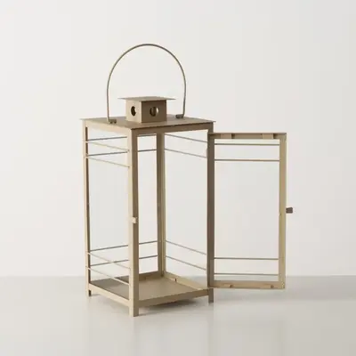 Boltze Home lantaarn ijzer bregenz 28x28x57cm beige - afbeelding 2