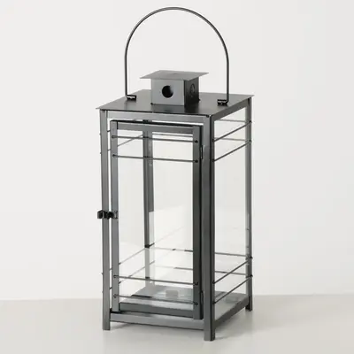Boltze Home lantaarn ijzer bregenz 28x28x57cm zwart - afbeelding 1