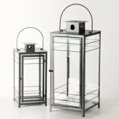 Boltze Home lantaarn ijzer bregenz 28x28x57cm zwart - afbeelding 2