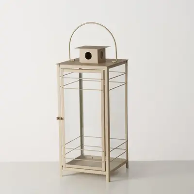 Boltze Home lantaarn ijzer bregenz 35x35x80cm beige - afbeelding 1