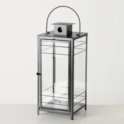 Boltze Home lantaarn ijzer bregenz 35x35x80cm zwart - afbeelding 1