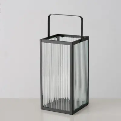 Boltze Home lantaarn ijzer fedora 16.5x17x30.5cm zwart - afbeelding 1