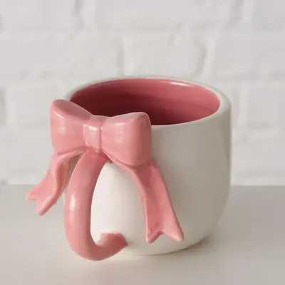 Boltze Home mok aardewerk marthe 7.5x6.5cm roze, wit  - afbeelding 1
