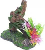 Boon aqua deco ornament polyresin boomstronk met mos en plant, 17 cm - afbeelding 3