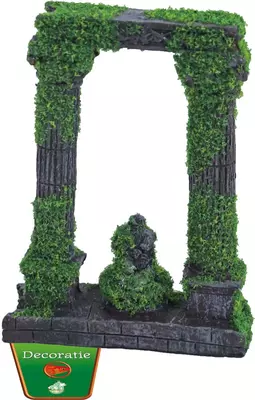 Boon aqua deco ornament polyresin ruïne 2x zuil met beeld en mos, 12 cm - afbeelding 2