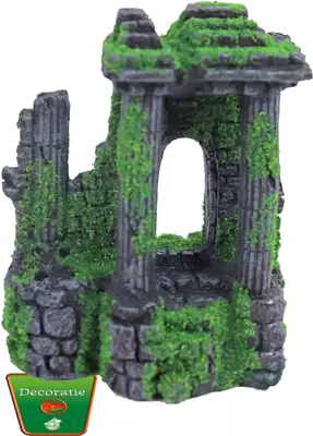 Boon aqua deco ornament polyresin ruïne 3x zuil met poort en mos, 14 cm - afbeelding 4