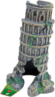 Boon aqua deco ornament polyresin toren van Pisa groen, 15x11x22 cm - afbeelding 1