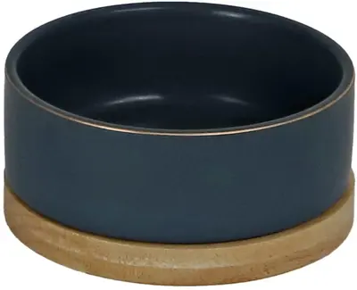 Boon eetbak keramiek/hout 13cm blauw