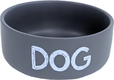 Boon eetbak steen hond 16cm mat grijs