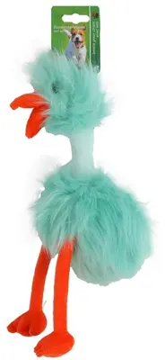 Boon Fluffy Bird hondenspeeltje blauw & oranje 35cm