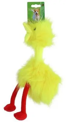 Boon Fluffy Bird hondenspeeltje geel & rood 35cm