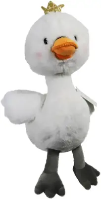 Boon hond speelgoed gans pluche wit met kroon en piep 38cm