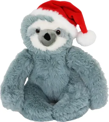 Boon hond speelgoed luiaard pluche met kerstmuts grijs 32cm