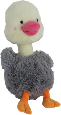 Boon hond speelgoed struisvogel pluche grijs/wit+piep eco 50cm