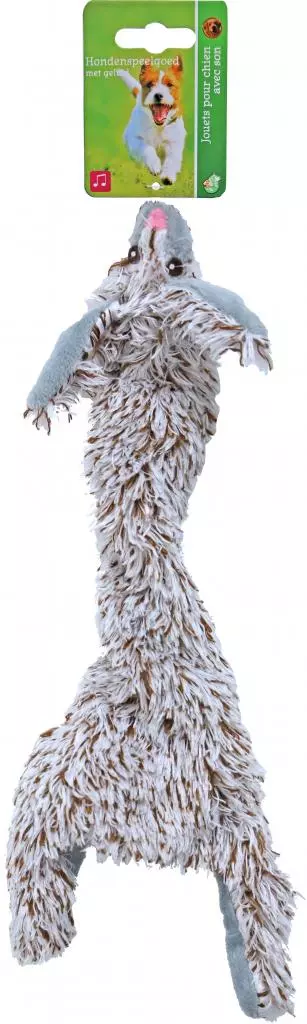 Boon hondenspeelgoed konijn plat met piep pluche grijs, 35 cm. - afbeelding 1