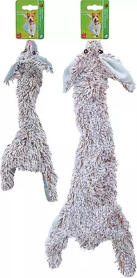 Boon hondenspeelgoed konijn plat met piep pluche grijs, 35 cm. - afbeelding 5