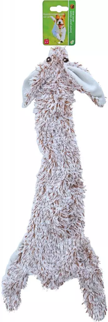 Boon hondenspeelgoed konijn plat met piep pluche grijs, 55 cm. - afbeelding 1