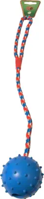 Boon Hondenspeelgoed rubber bal blauw Ø 6.5 cm met koord - afbeelding 2