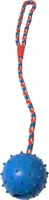 Boon Hondenspeelgoed rubber bal blauw Ø 6.5 cm met koord - afbeelding 1