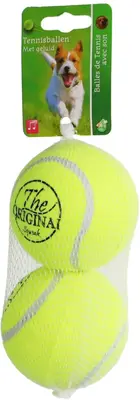 Boon hondenspeelgoed tennisbal squeak l geel net a 2 stuks