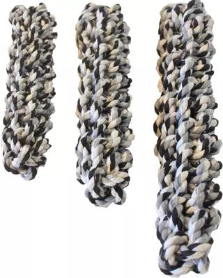Boon hondenspeelgoed touwstick katoen zwart/wit 22 cm - afbeelding 2