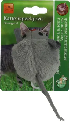 Boon Kat Speelg. kattenspeelgoed bibber muis met catnip 7cm grijs