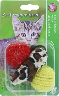 Boon kattenspeelgoed blister à 2 ballen met muis 7,5 cm - afbeelding 1
