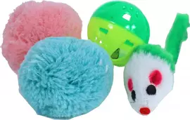 Boon kattenspeelgoed blister à 2 knisper bal, plastic bal en muis - afbeelding 2