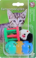 Boon kattenspeelgoed blister à 3 plastic bal, klos en muis kopen?