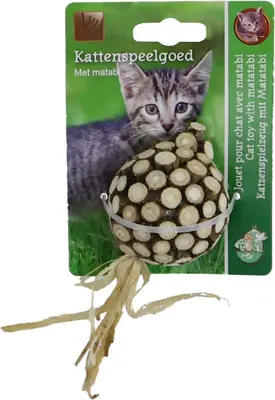 Boon kattenspeelgoed matabi bal+sliert 5.5cm bruin