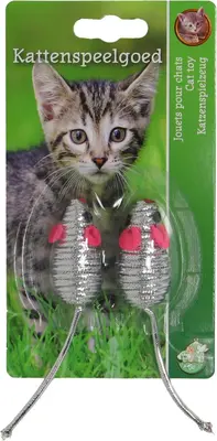 Boon kattenspeelgoed muis glimmend 4cm kaart a 2st