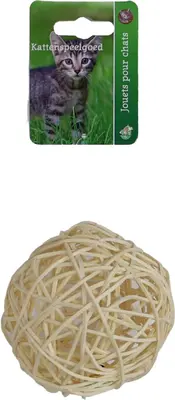 Boon kattenspeelgoed rotanbal+bel 10cm bruin
