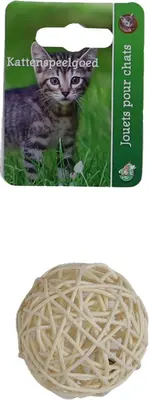 Boon kattenspeelgoed rotanbal+bel 6cm bruin