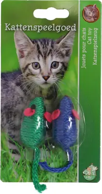Boon kattenspeelgoed touwmuis 4cm kaart a 2st