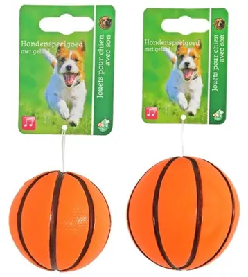 Boon piepende basketbal hondenspeeltje oranje 6cm