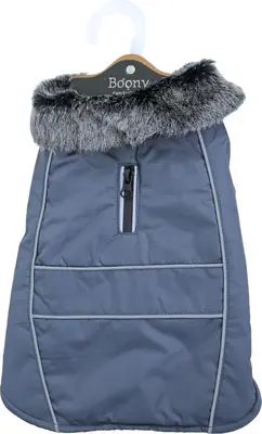 Boony hondenjas parka bontkraag 25 centimeter  grijs