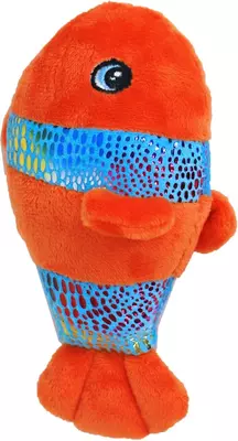 Boony hondenspeelgoed clownsvis pluche met piep oranje/glitter 17 cm - afbeelding 2