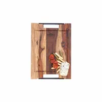 Bowls and Dishes pure rose wood steakplank sapgoot en handvatten 35 x 25 cm - afbeelding 3