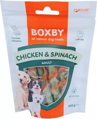 Boxby chicken & spinach sticks, 100 gram - afbeelding 1