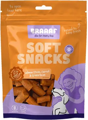 Braaaf Hondensnack Sticks Wortel – Sperzieboon – Zalm - afbeelding 1