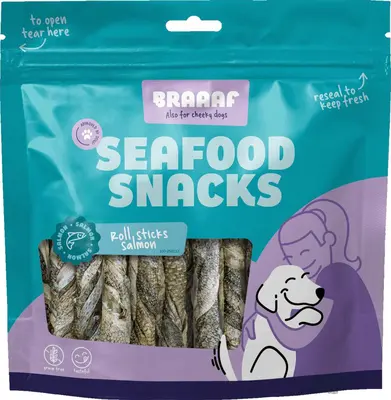 Braaaf Zalm rollsticks 12 cm - afbeelding 1