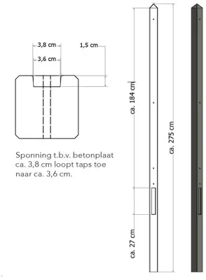 Bt paal lgw 8.5x8.5x280 ant eind